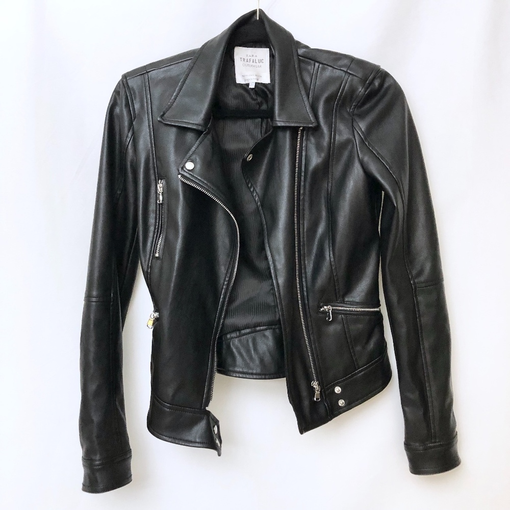 π Zara Trafaluc Women's Moto Leather Jacket! - Picture 4 of 7